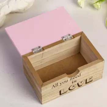 Шкатулка дерево "Геометрия" розовая 8х16х10 см