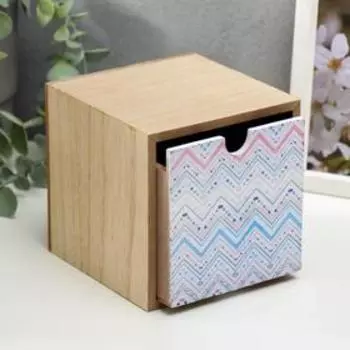 Шкатулка дерево "Индейские рисунки - зигзаг" 11,2х11,2х10 см