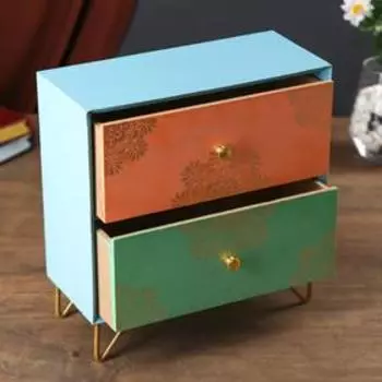 Шкатулка дерево комод 2 ящика "Золотое мехенди" 25х10,3х23,3 см