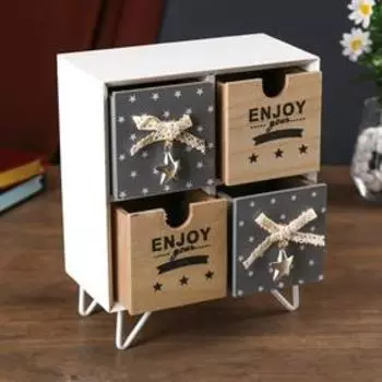 Шкатулка дерево комод 4 ящика "Звёздочки" 25х10,2х20 см