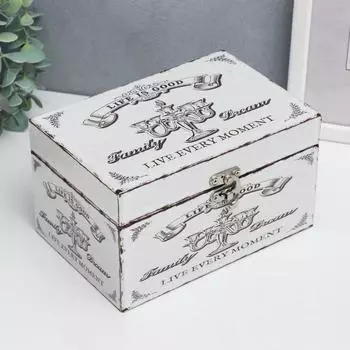 Шкатулка дерево кожзам "Канделябр. Живи каждым мгновением" 10х12х18 см