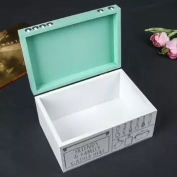 Шкатулка дерево "Мамина кухня" бело-зелёная 10х20х14 см