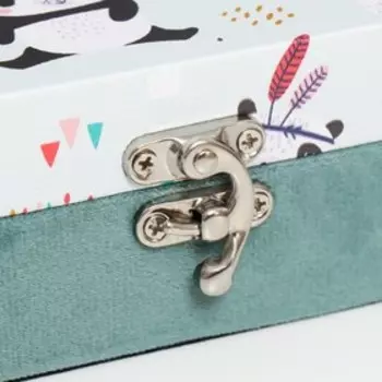 Шкатулка дерево "Панды-индейцы" кожзам и бархат 5,5х24х17 см