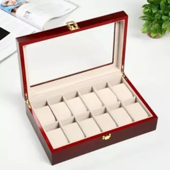 Шкатулка для часов 12 отделений «Красно-коричневая», лак, 8.33120 см