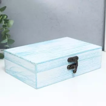 Шкатулка дерево "Прямоугольная" голубая 5х11,2х17,4 см