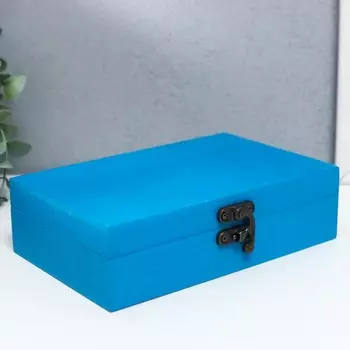 Шкатулка дерево "Прямоугольная" синяя 5х11,2х17,4 см