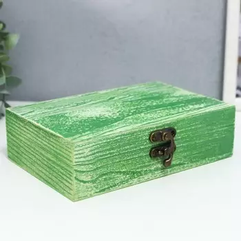 Шкатулка дерево "Прямоугольная" зелёная 5х11,2х17,4 см