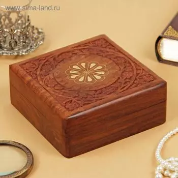 Шкатулка дерево резная "Капли" 15х15х6,5 см