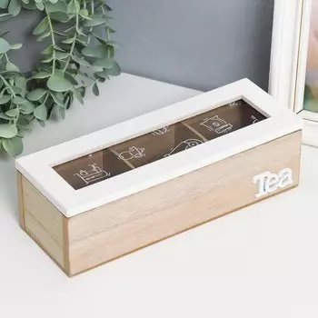 Шкатулка дерево с делениями " Чай" 8,5х24х7 см