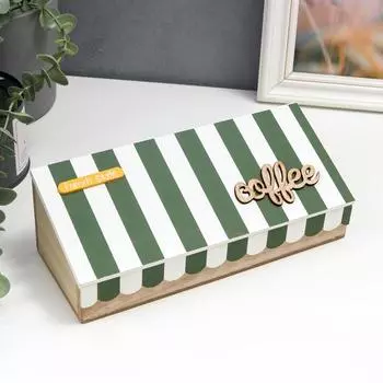 Шкатулка дерево с делениями "Кофе" 8х24х10,5 см