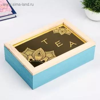 Шкатулка дерево с делениями "Мехенди на зеркале" 7х17х25 см