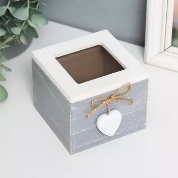 Шкатулка дерево "С сердечком" 8х10х10 см