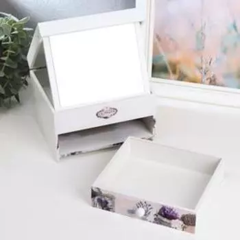 Шкатулка дерево с зеркалом "Букеты с лавандой" 11,5х17х15 см