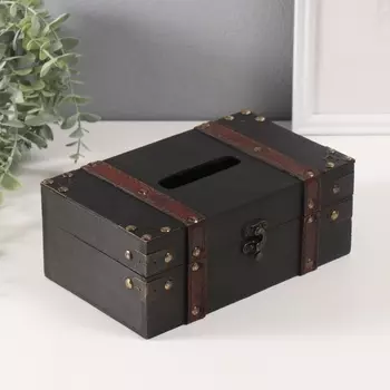 Шкатулка-салфетница «Чёрный чемодан», дерево, 14239 см