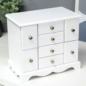 Шкатулка дерево "Шкаф 8 ящиков" белая 25,3х15,5х22 см