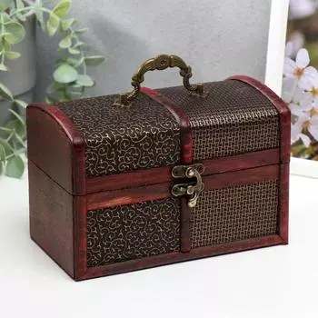 Шкатулка для украшений «Сундучок. Завитки и сеточка», дерево, состаренная, 10.51812 см