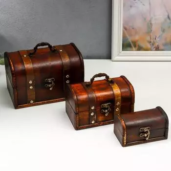 Набор шкатулок для украшений «Сундучок. Винтаж», дерево, 3 шт.