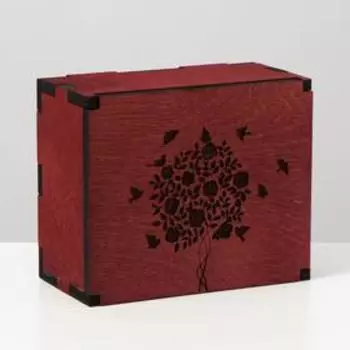 Шкатулка деревянная "Дерево" 10х12х6 см Цвет Махагон
