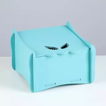 Шкатулка деревянная с крышкой "Крылья" 13х13х10 см бирюзовый