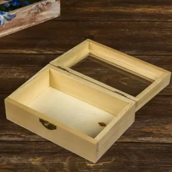 Шкатулка для росписи дерево со стеклом "Прямоугольная" 5,5х15х10 см