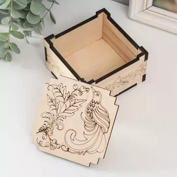 Шкатулка для росписи "Птичка" 10х10х6 см, фанера 6мм