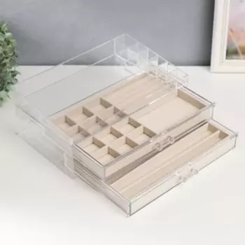 Шкатулка для украшений пластик "С ящичками" 13,5х20х32 см