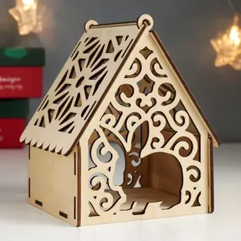 Шкатулка "Домик. Кролик в узорах" 12х10х14 см