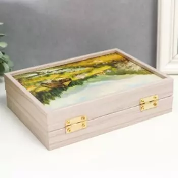 Шкатулка "Домики в лесу" 18,5х14 см