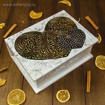 Шкатулка "Два сердца" 24х18х9 см, МДФ