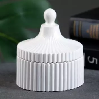 Шкатулка для украшений с крышкой «Элегия», гипс, круглая, перламутр, 888 см