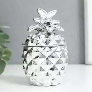 Шкатулка керамика "Ананас" серебро 8,5х5,7х5,7 см
