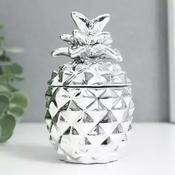 Шкатулка керамика "Ананас" серебро 8,5х5,7х5,7 см