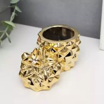 Шкатулка керамика "Ананас" золото 9,3х5,6х5,6 см