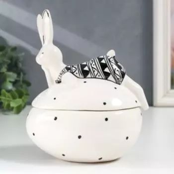 Шкатулка керамика "Зайчик в узорчатом костюмчике" 12х9х15 см