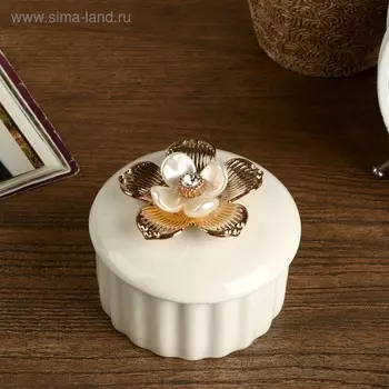 Шкатулка керамика "Золотой цветок" МИКС 6х7,3х7,3 см