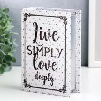 Шкатулка-книга дерево кожзам "Надпись, рамка, блёстки" 16х11х4,5 см