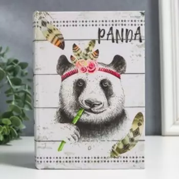 Шкатулка-книга дерево кожзам "Панда-индеец" 18х13х4 см