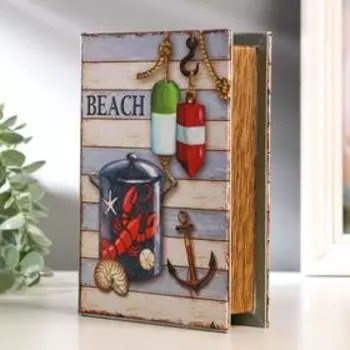 Шкатулка-книга дерево "Пляж" текстиль 19х14х4 см