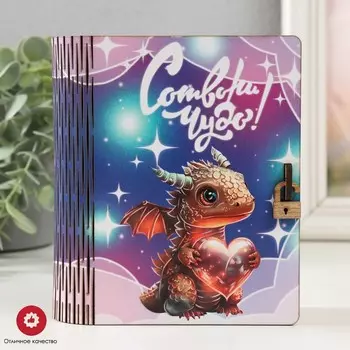 Деревянная шкатулка-книга «Дракон. Сотвори чудо» 1412х5, см