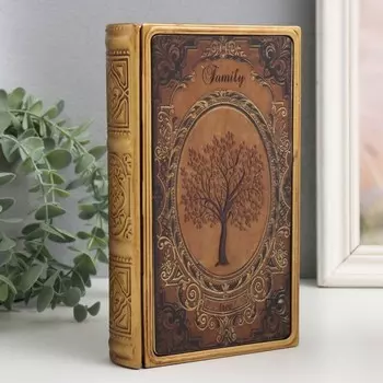 Шкатулка-книга металл, кожзам "Дерево" 20х12х4 см