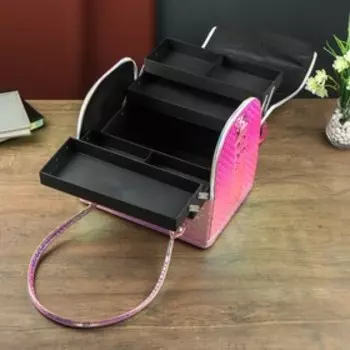 Шкатулка кожзам для косметики "Перламутровые ромбы" 25х24,5х30 см см