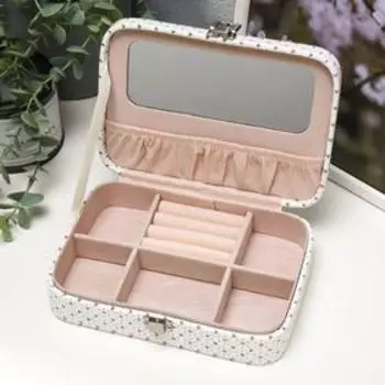 Шкатулка кожзам для украшений "Фламинго в короне, с блёстками" 5,6х14,7х21 см