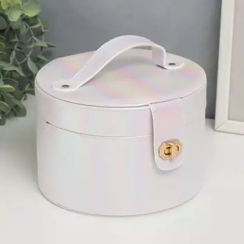 Шкатулка кожзам для украшений круглая "Переливы облако" 12х17,5х17 см