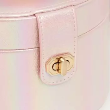 Шкатулка кожзам для украшений круглая "Переливы роза" 12х17,5х17 см