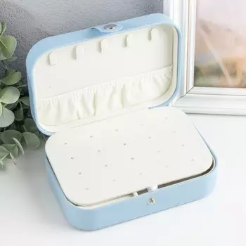 Шкатулка кожзам для украшений "Матовая гладь" голубая 16х11х5 см