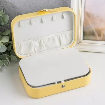 Шкатулка кожзам для украшений "Матовая гладь" жёлтая 16х11х5 см