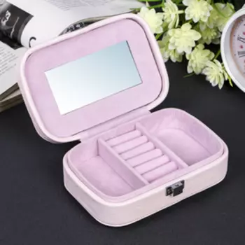 Шкатулка кожзам для украшений миниатюра "Нежно-розовые узоры" 4,5х15х10 см