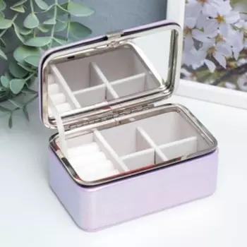 Шкатулка кожзам для украшений "Рептилия. Сиреневый перламутр" 6х7х12 см