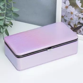 Шкатулка кожзам для украшений "Рептилия. Сиреневый перламутр" 6х9,8х18,5 см