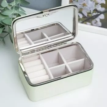 Шкатулка кожзам для украшений "Рептилия. Жёлто-зелёный перламутр" 6х7х12 см